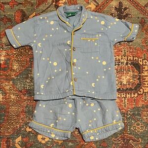 Little Green Radicals Blue and Yellow Starry Pajama Set